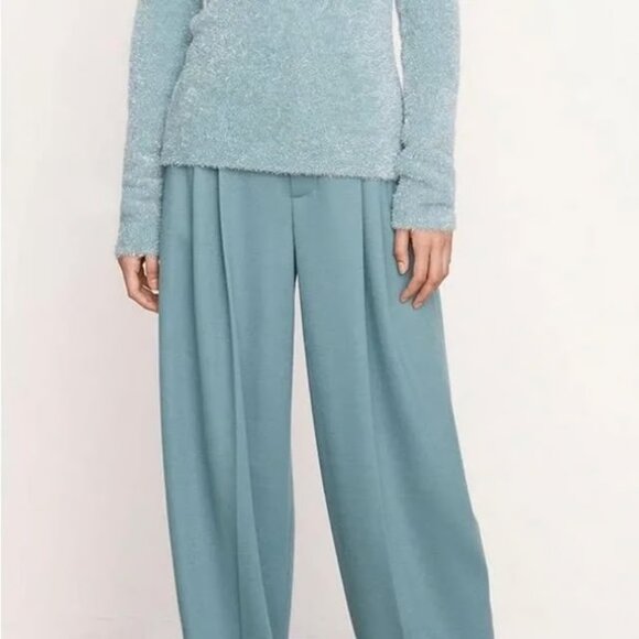 NWT Vince High-Waist Cozy Wool Pleat-Front Trouser in Aegean - Picture 1 of 5